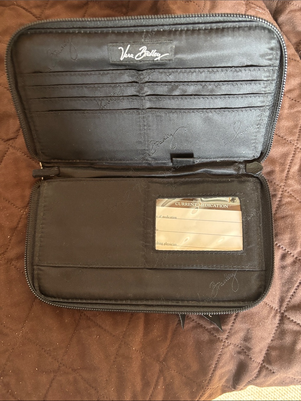 Vera Bradley Black and Cream Quilted Zip Wallet - Picture 3 of 6